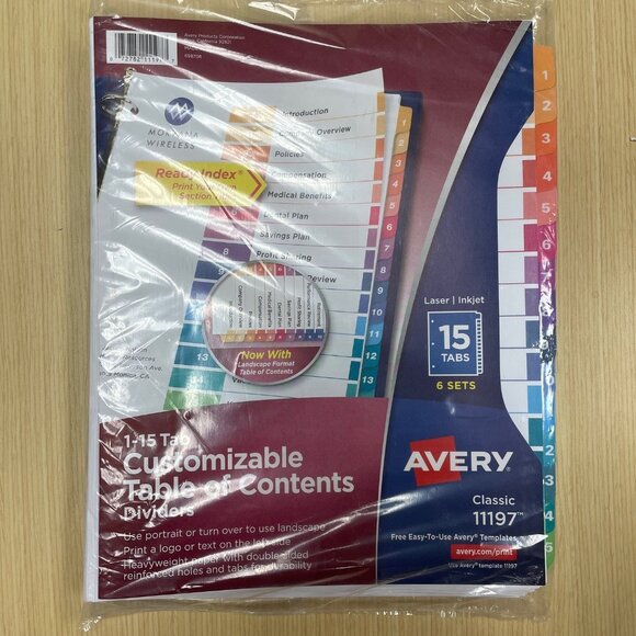 Avery Ready Index 15 Tab Binder Dividers - Picture 6 of 9